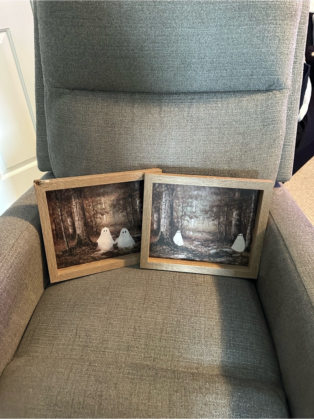 Wood Frame Ghost Forest Wall Art - Neutral Brown